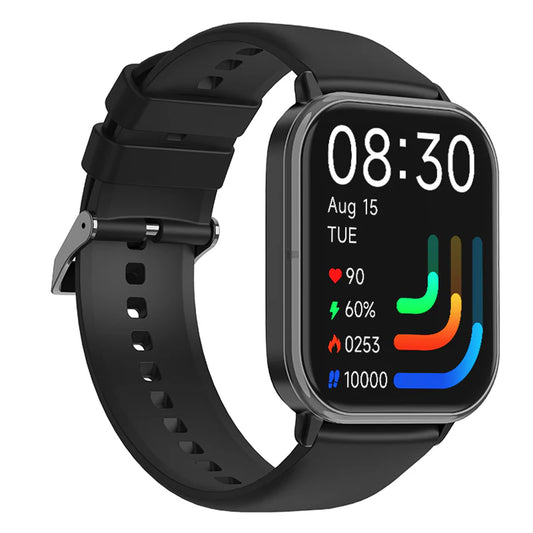 Electrox - Smartwatch met sportfuncties - Smart Horloge - Fitness Tracker - Bluetooth Smartwatch – Full Touchscreen - Bloeddruk & Hartslagmeter - Activity Tracker - Dames en Heren SmartWatch – AI Assisted - Black T19F