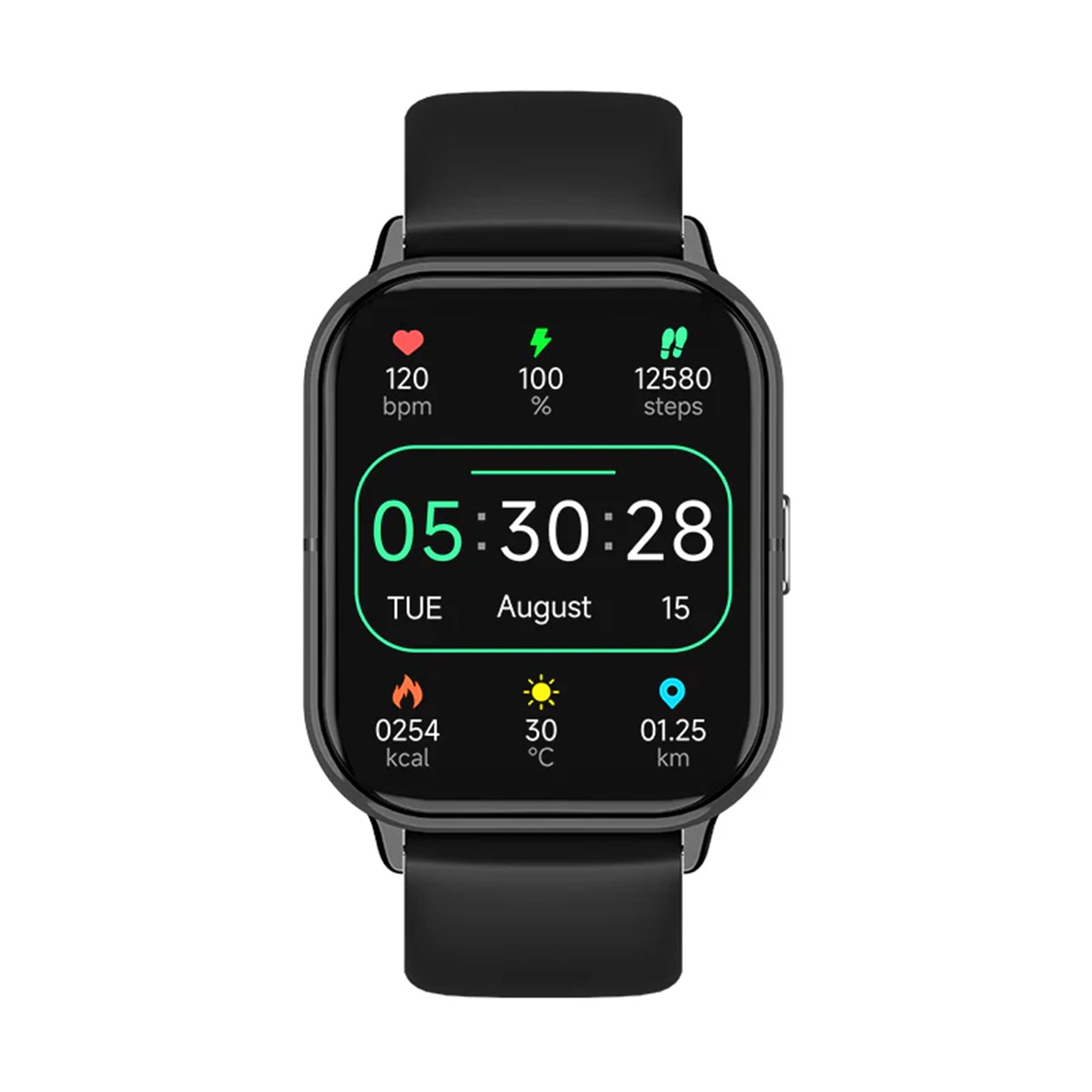 Electrox - Smartwatch met sportfuncties - Smart Horloge - Fitness Tracker - Bluetooth Smartwatch – Full Touchscreen - Bloeddruk & Hartslagmeter - Activity Tracker - Dames en Heren SmartWatch – AI Assisted - Black T19F