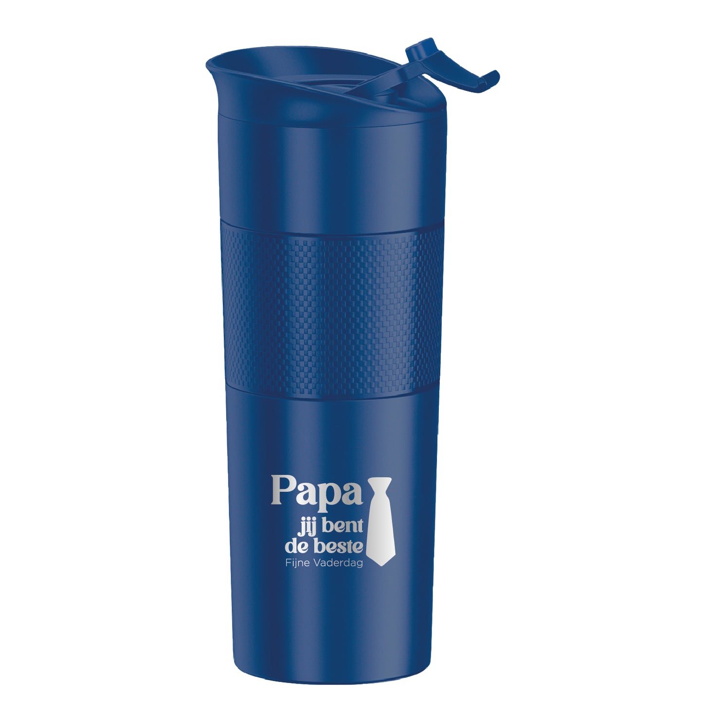 Tobeyz Thermoskan - Gepersonaliseerde RVS Thermosbekker - Marineblauw - 500 ml - Vaderdag Thermos - Cadeau Vader - Thermosfles Papa - Verjaardag Cadeau - Cadeau voor Papa