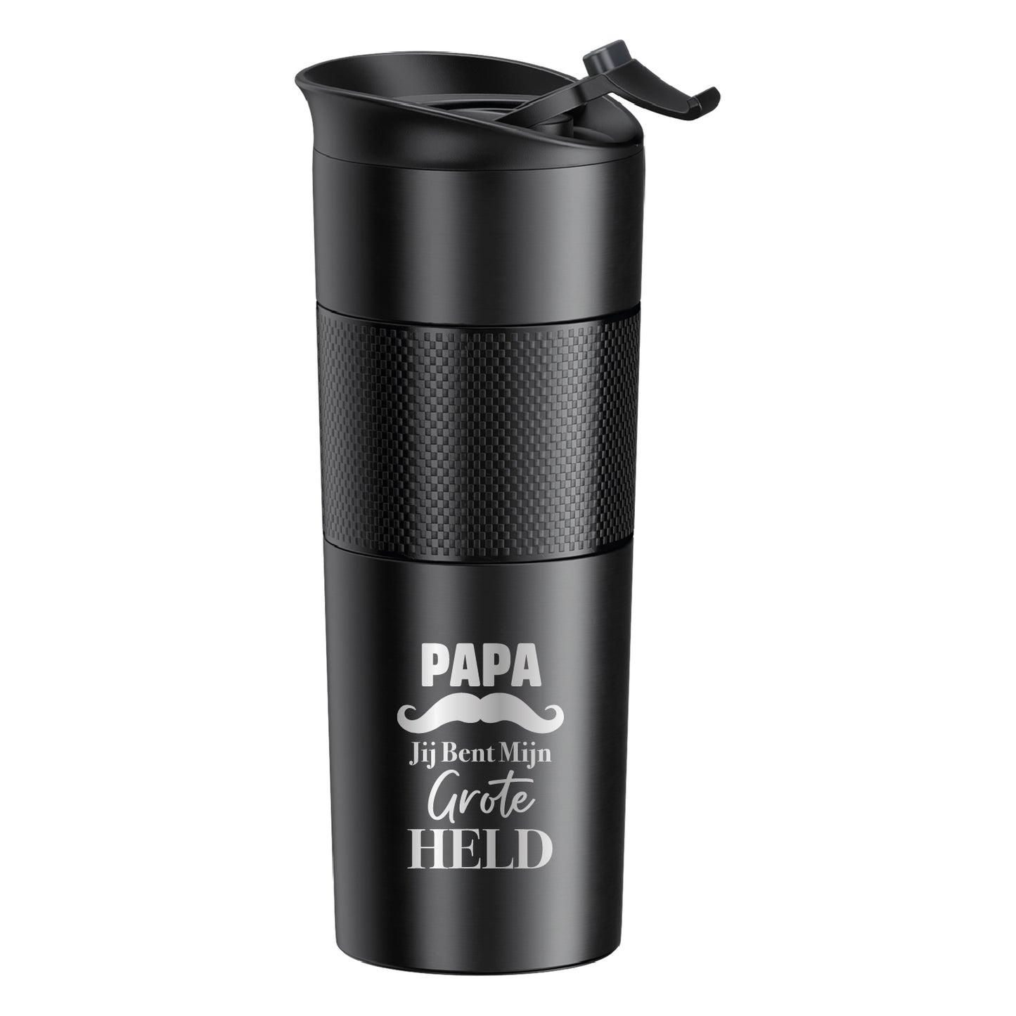 Tobeyz Thermoskan - Gepersonaliseerde RVS Thermosbekker - Zwart - 500 ml - Vaderdag Thermos - Cadeau Vader - Thermosfles Papa - Verjaardag Cadeau - Cadeau voor Papa