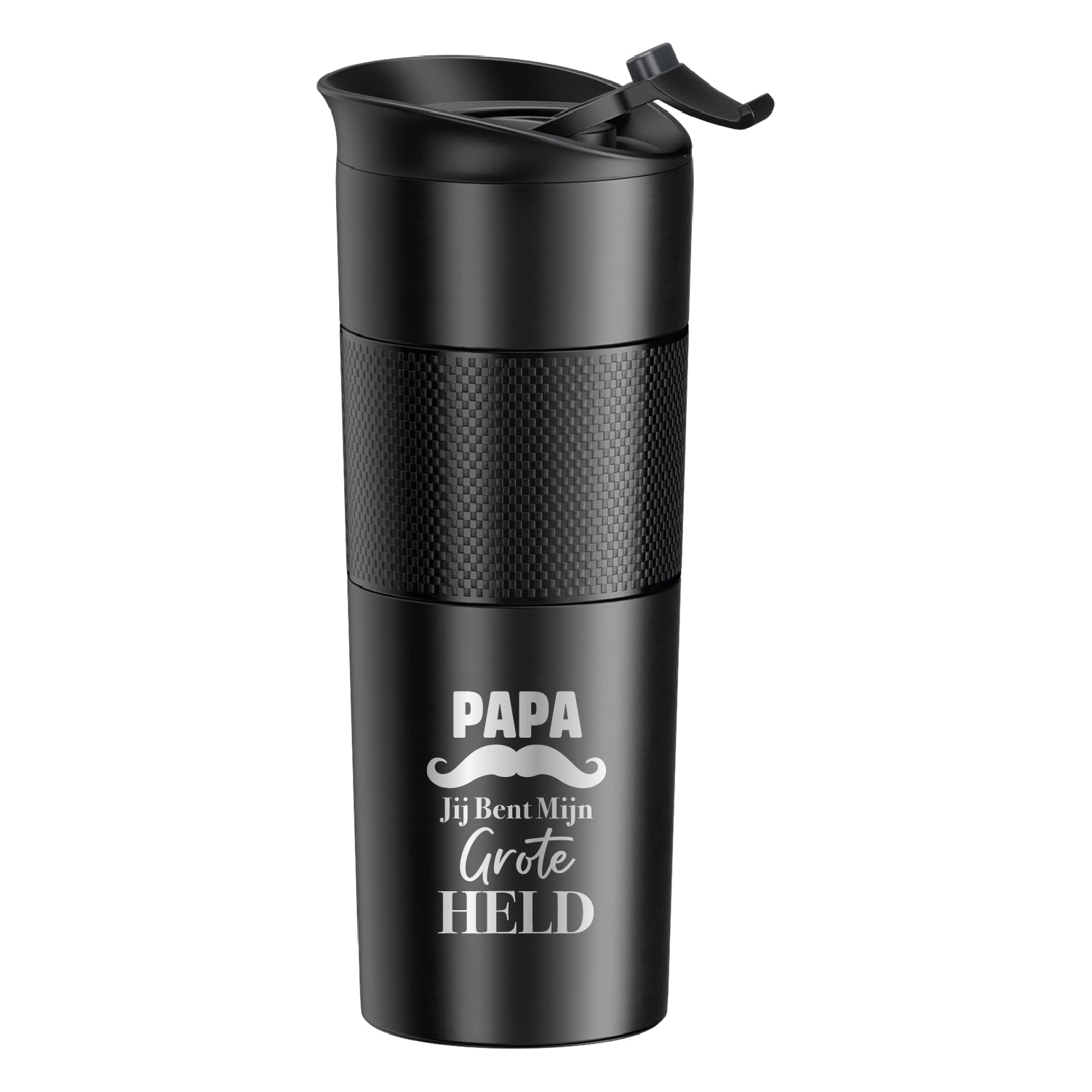 Tobeyz Thermoskan - Gepersonaliseerde RVS Thermosbekker - Zwart - 500 ml - Vaderdag Thermos - Cadeau Vader - Thermosfles Papa - Verjaardag Cadeau - Cadeau voor Papa