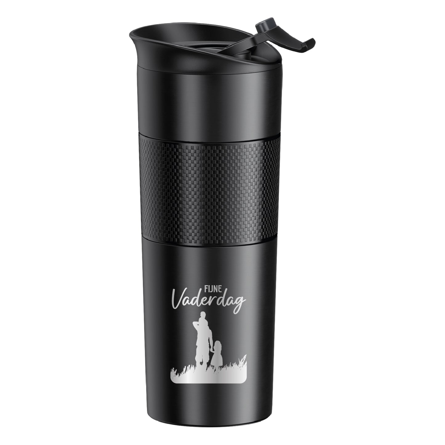 Tobeyz Thermoskan - Gepersonaliseerde RVS Thermosbekker - Zwart - 500 ml - Vaderdag Thermos - Cadeau Vader - Thermosfles Papa - Verjaardag Cadeau - Cadeau voor Papa