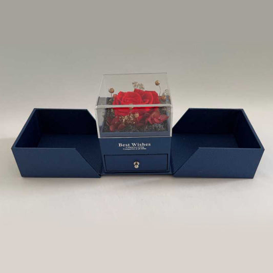 Echte rozen in Blauw Giftbox - Huwelijks geschenk - Moederdag Cadeau - Valentijns cadeau - Geschenk - Longlife rozen - -2 tot 3 jaar houdbaar - Geconserveerde roos