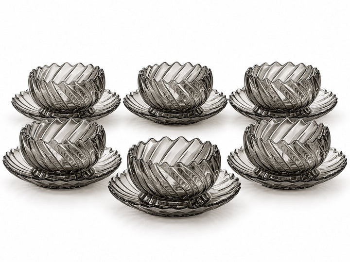 Tobeyz ShineMax glazen schaaltjes · Antraciet · Set van 6