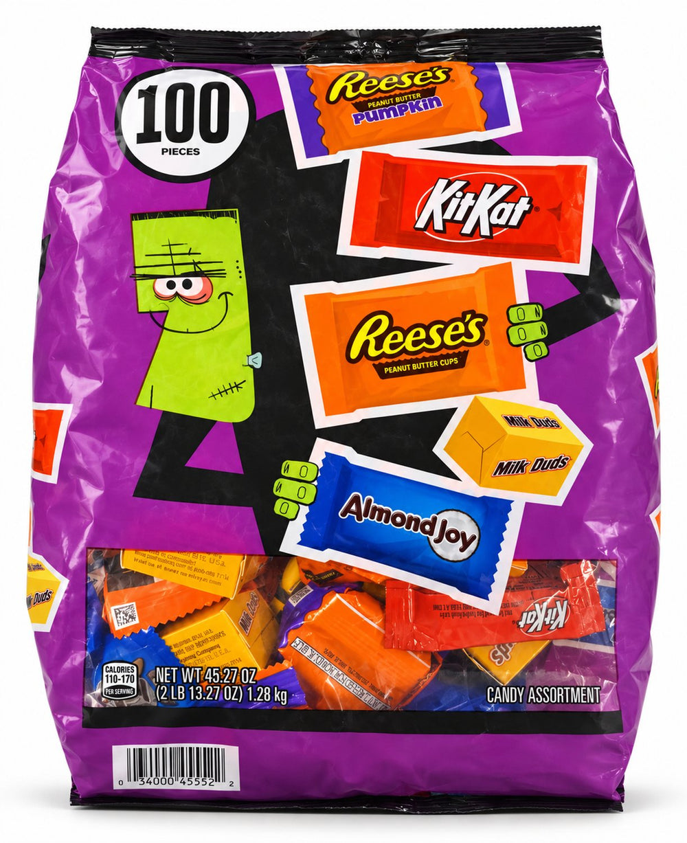 Halloween chocolademix – Reese’s, KitKat, Milk Duds & Almond Joy – 100 stuks / 1,28 kg