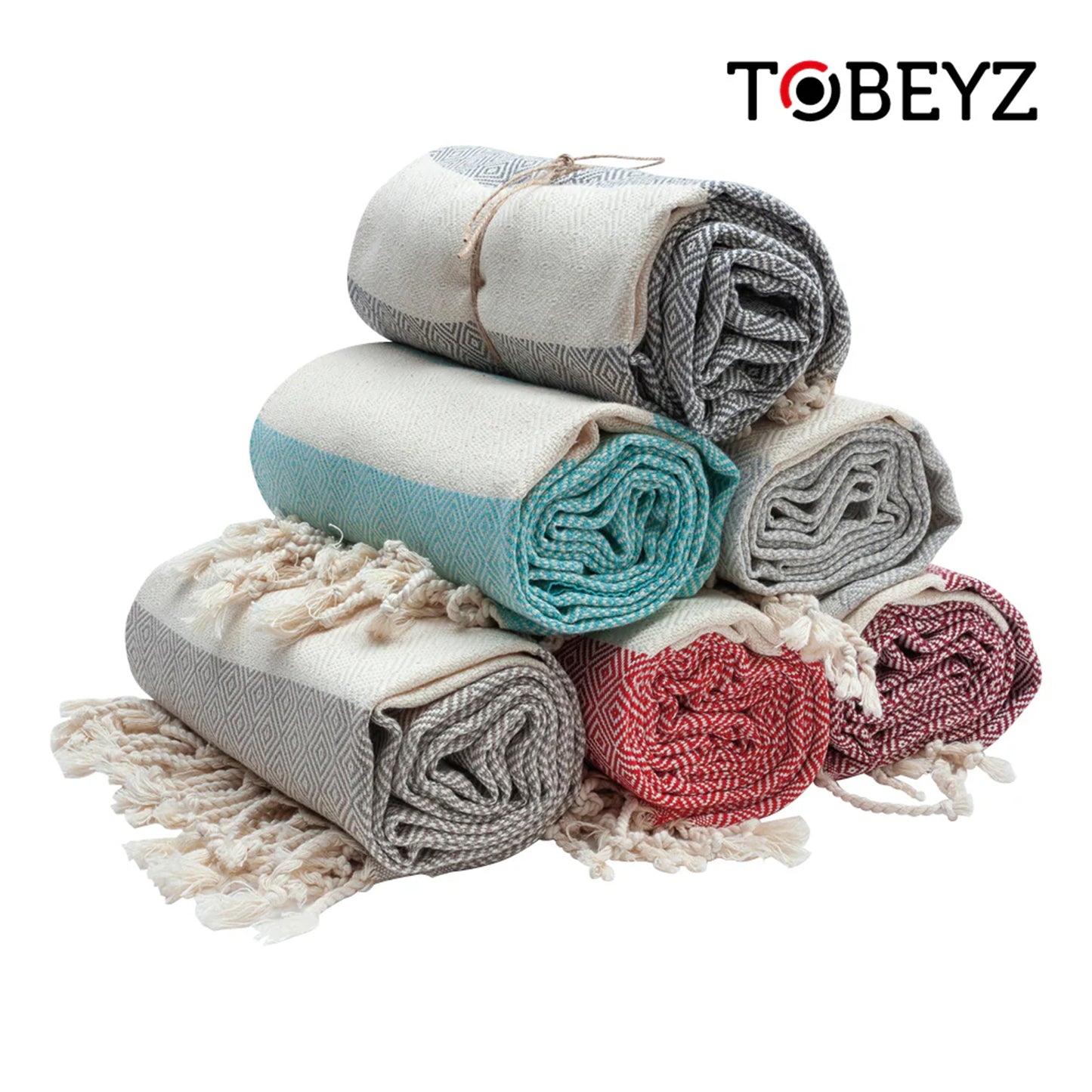 Tobeyz Baddoek Grijs | 100 x 180 cm | - Hamamdoek - Hamam Handdoek - Spahanddoek - Saunadoek - Grijs