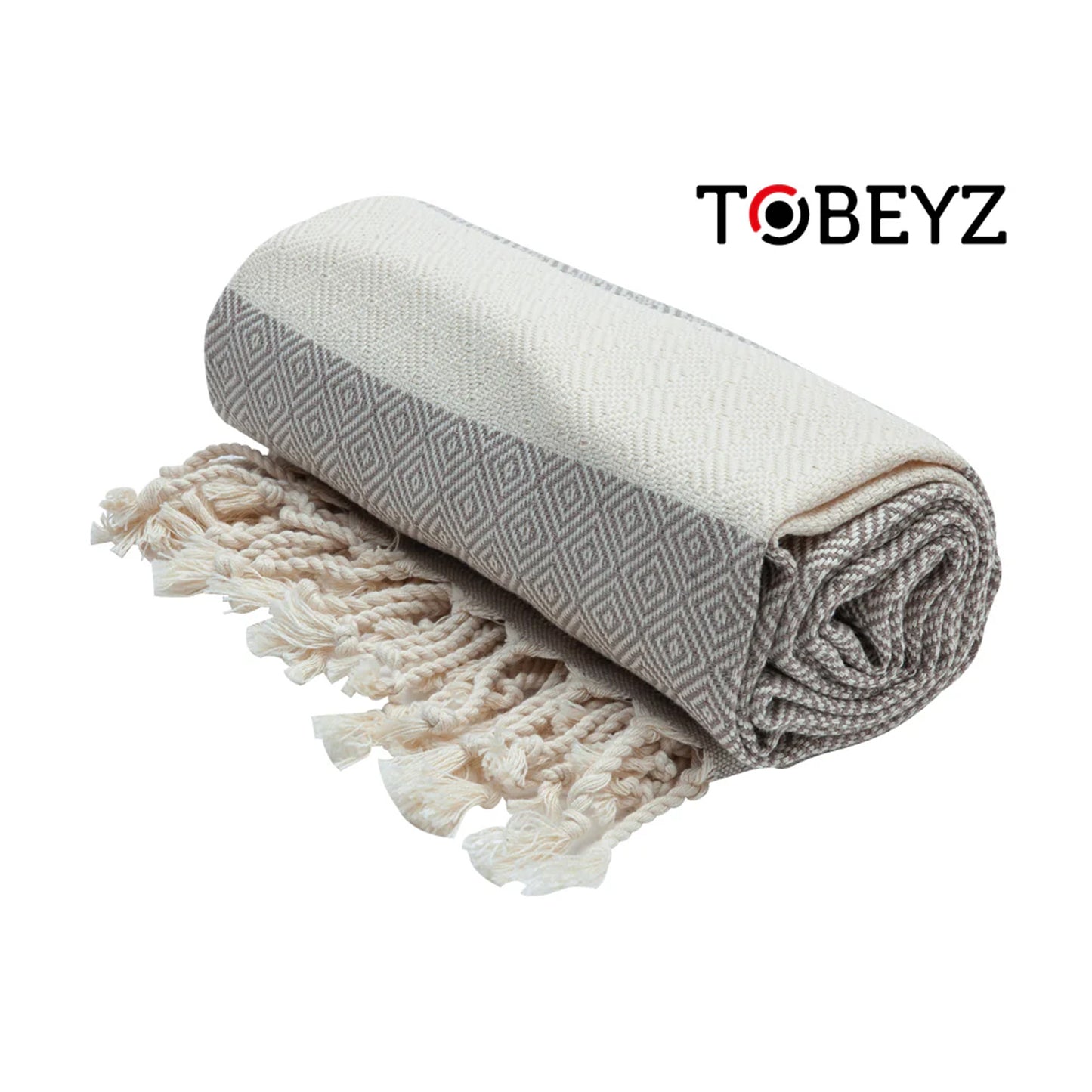 Tobeyz Handdoek Beige 100% Katoen | 50x 100 cm |Hamamdoek - Spahanddoek - Saunadoek - Licht bruin