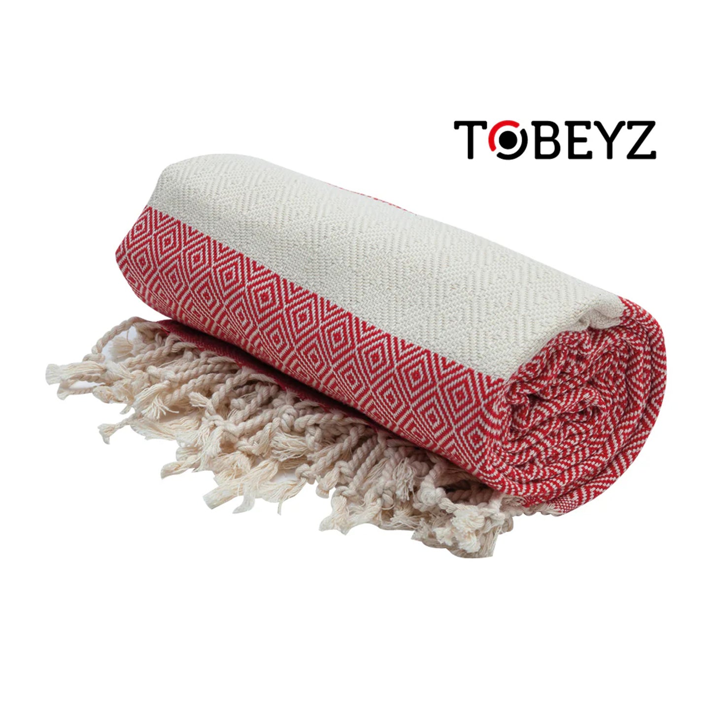 Tobeyz Baddoek Rood | 100 x 180 cm | - Hamamdoek - Hamam Handdoek - Spahanddoek - Saunadoek - Rood