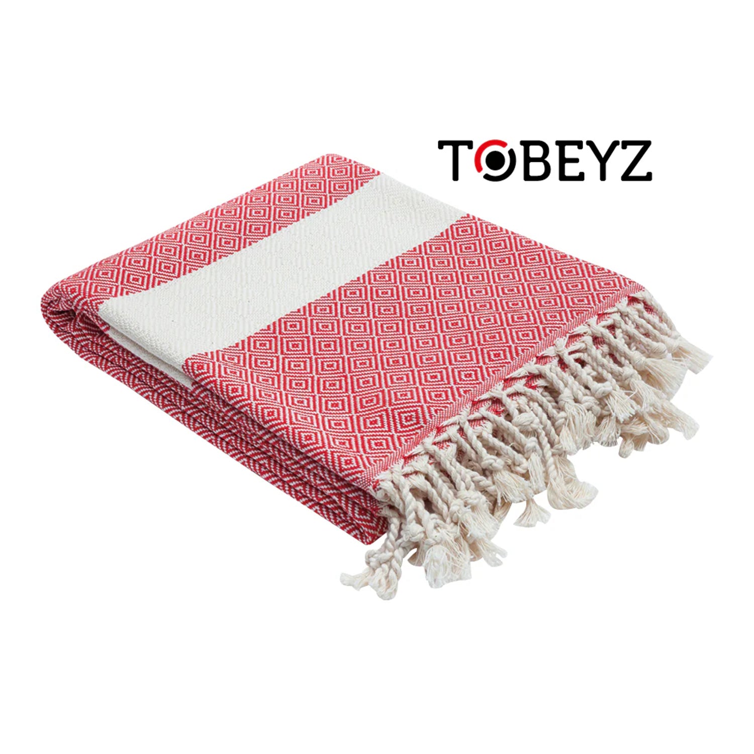 Tobeyz Baddoek Rood | 100 x 180 cm | - Hamamdoek - Hamam Handdoek - Spahanddoek - Saunadoek - Rood