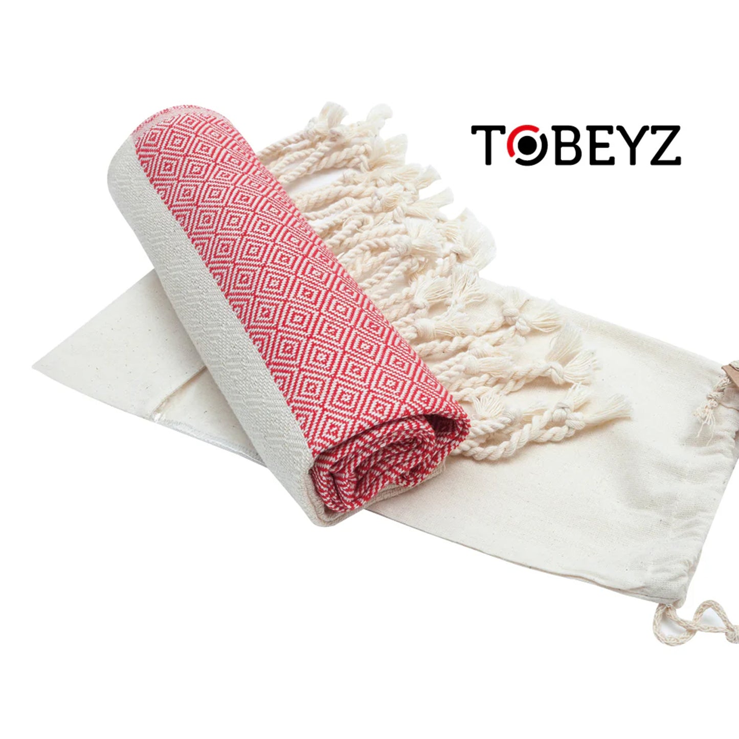 Tobeyz Baddoek Rood | 100 x 180 cm | - Hamamdoek - Hamam Handdoek - Spahanddoek - Saunadoek - Rood