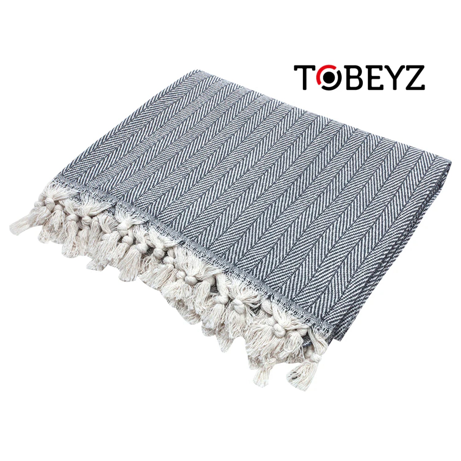 Tobeyz Baddoek Darkgrijs 100% Katoen | 100 x 180 cm | Hamamdoek - Hamam Handdoek - Spa handdoek - Saunadoek - Zwart