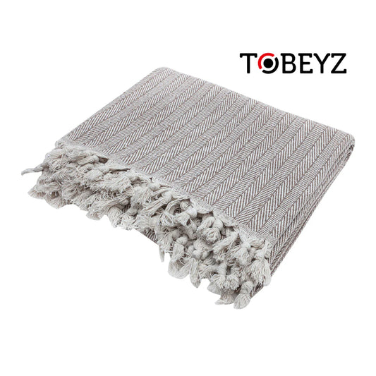 Tobeyz Handdoek Beige 100% Katoen | 50x 100 cm |Hamamdoek - Spahanddoek - Saunadoek - Licht bruin