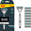 Voordeelverpakking Wilkinson Sword Quattro Essential 4 met scheerhandvat, 9 navulmesjes en verpakking.