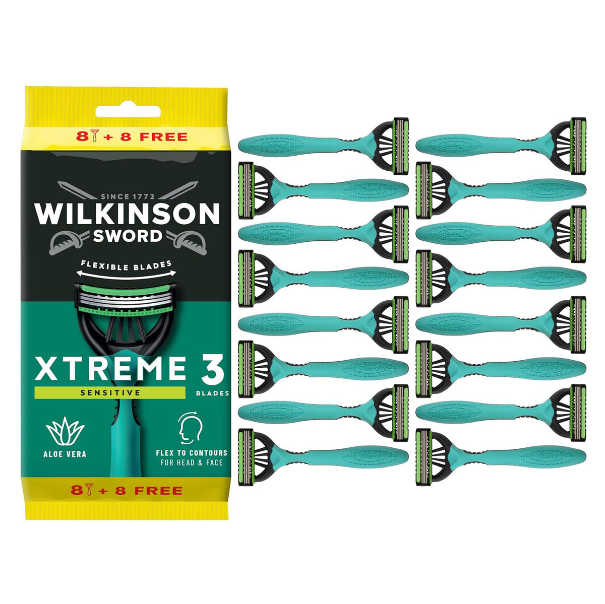 Wilkinson Sword Xtreme 3 Sensitive – verpakking met 16 wegwerpscheermesjes